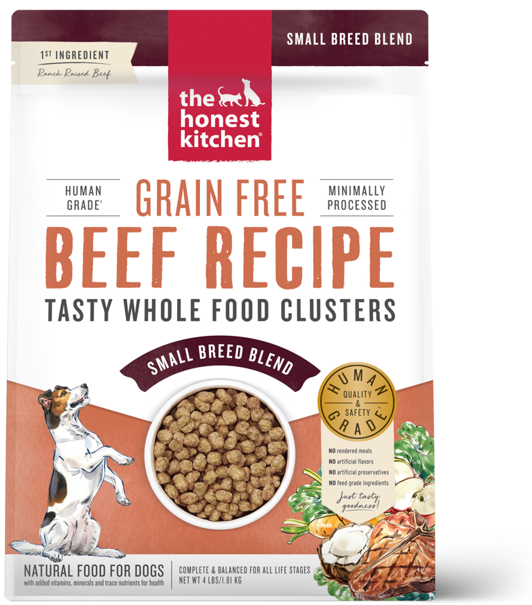 Honest Kitchen Whole Food Clusters Grain Free Beef Small Breed Dog Food 4lb Vermont Pet Food