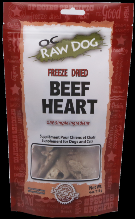 OC Raw Freeze Dried Beef Heart Dog Treat 4oz Vermont Pet Food and Supply