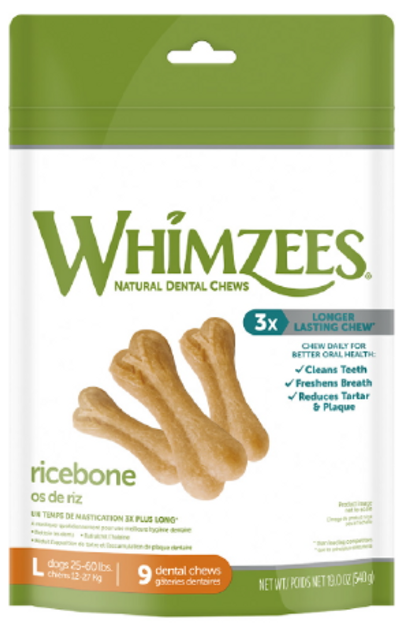 Whimzees Dog Rice Bone Dental Chew 19oz Vermont Pet Food and Supply