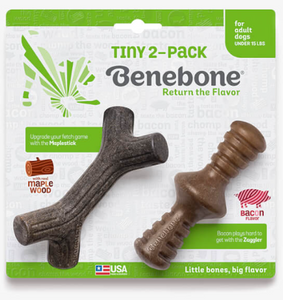 Benebone Puppy Maplestick & Zaggler Bacon Tiny 2pk