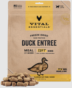 Vital Freeze-Dried Raw Duck Entree & Mixer Cat Food Soft Nibs 12oz