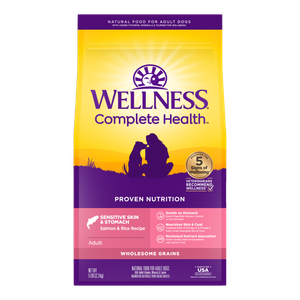 Wellness Complete Health Sensitive Skin Stomach Salmon Rice Dog Food 5lb