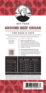 Oma's Pride Beef Heart Kidney Liver Ground Frozen Dog Food 1lb