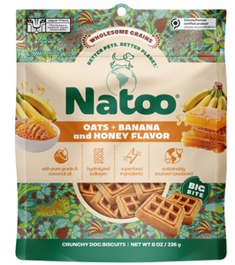 Natoo Petfoods Wholesome Grain Oats Banana and Honey Big Bites Dog Treat 8oz