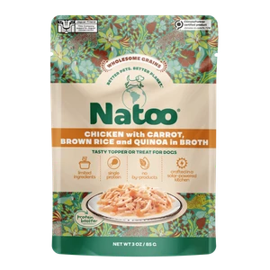 Natoo Petfoods Chicken Carrot Brown Rice and Quinoa n Broth Pouch Topper Dog 3oz