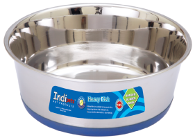IndipetsHeavy Duty Steel Dog Dish with Rubber Base 10oz.