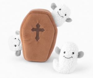 Zippy Paws Halloween Burrow Coffin with Ghosts