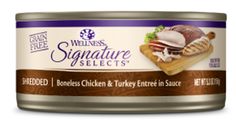 Wellness Signature Selects Shredded Chicken Turkey Cat Food 5.3oz