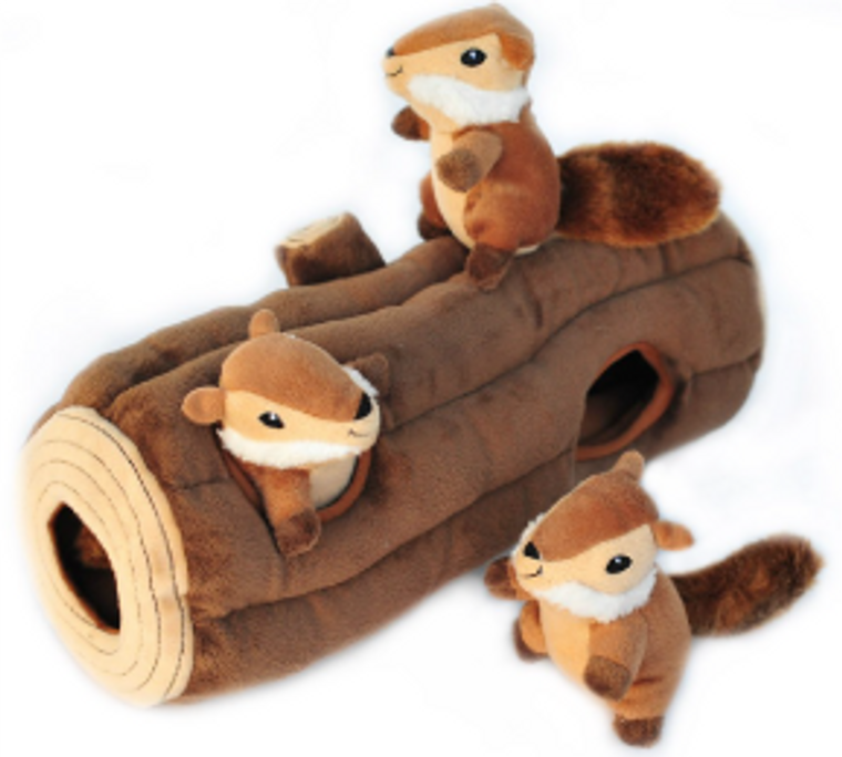 Zippy Paws Chipmunks Burrow Log Dog Toy