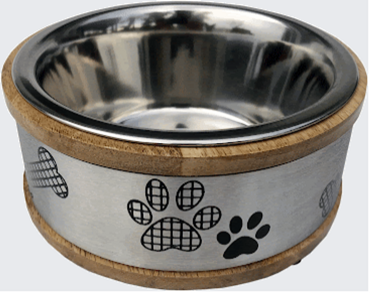 Indipets Wooden Ring Bowl with Paw Prints 32oz