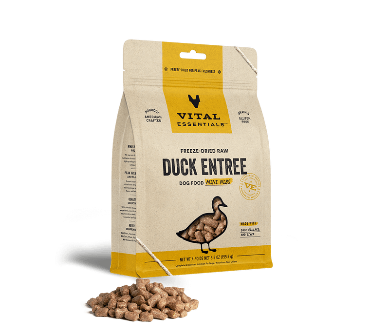 Vital Essentials Freeze-Dried Raw Entree Dog Food Mini Nibs Duck 5.5oz