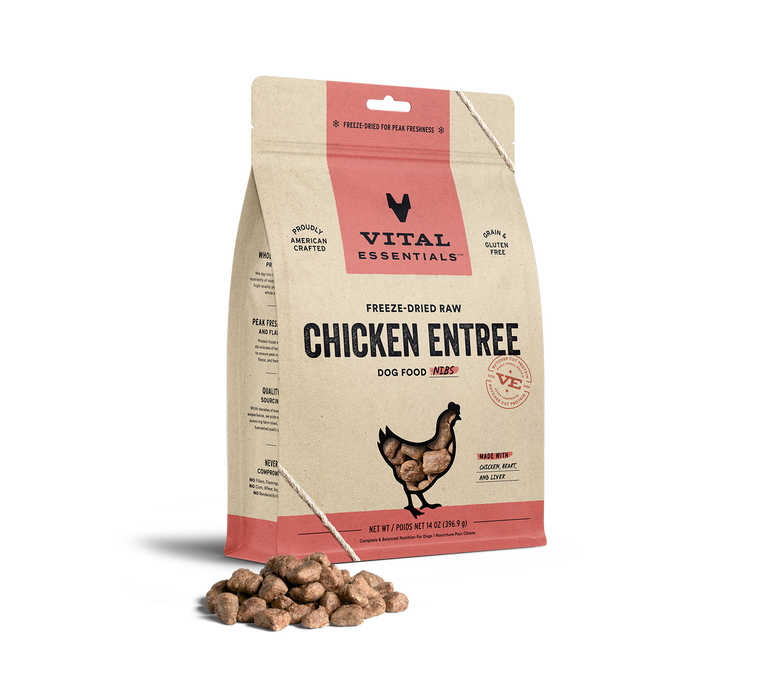 Vital Essentials Freeze-Dried Raw Entree Dog Food Nibs Chicken 14oz