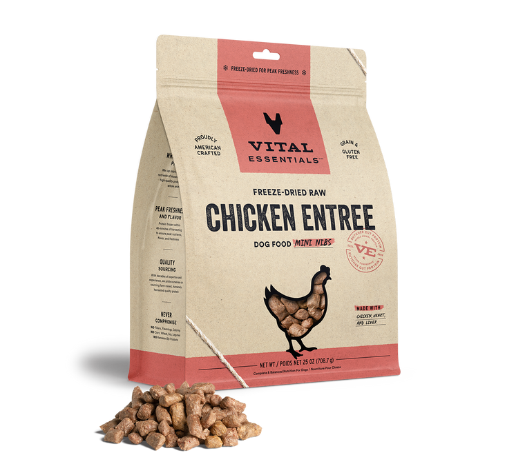 Vital Essentials Freeze-Dried Raw Entree Dog Food Mini Nibs Chicken 25oz