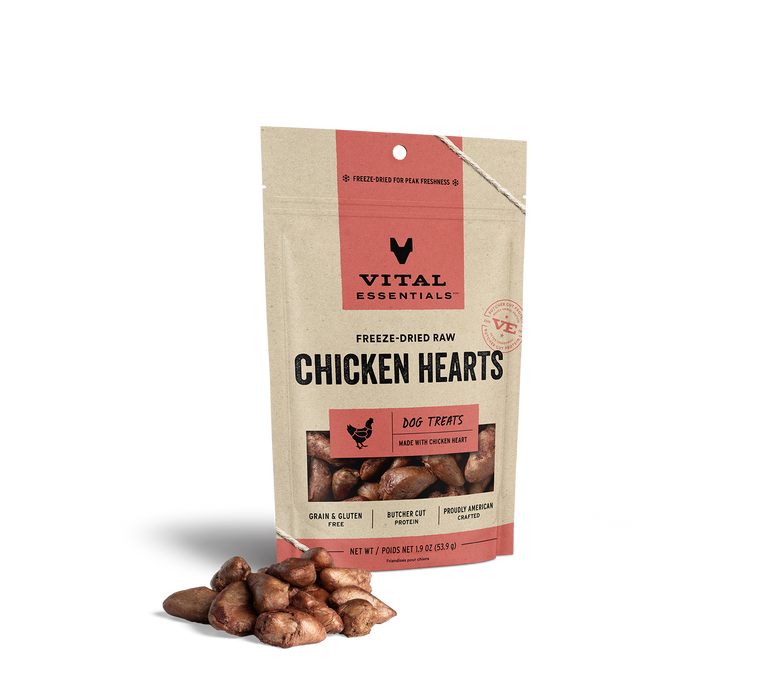 Vital Essentials Freeze-Dried Dog Treats Chicken Hearts 1.9oz