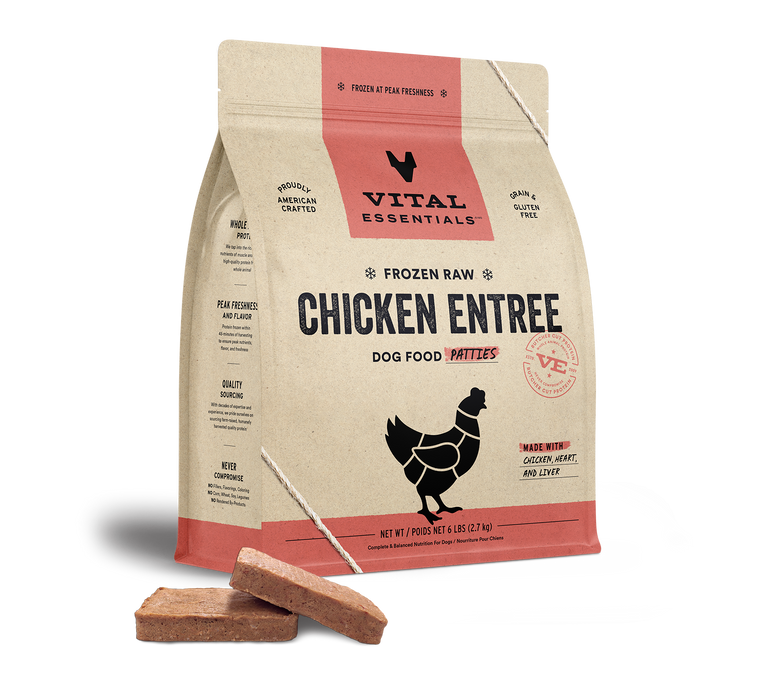 Vital Essentials Entree Dog Food Patties Frozen Chicken 6lb