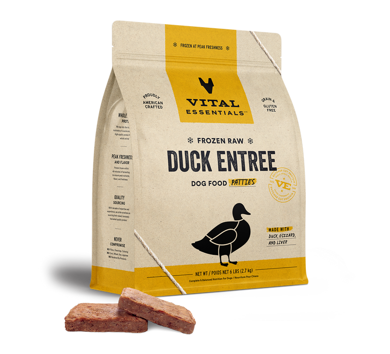 Vital Essentials Entree Dog Food Patties Frozen Duck 6lb