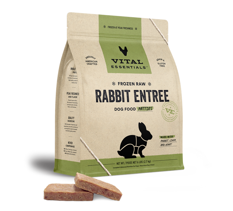 Vital Essentials Entree Dog Food Patties Frozen Rabbit 6lb