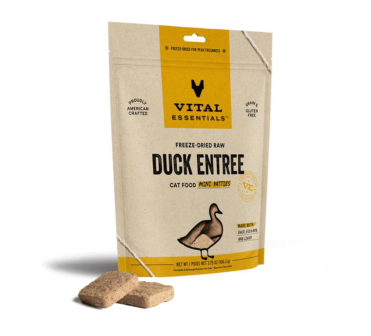 Vital Essentials Freeze-Dried Cat Food Mini Patties Duck 3.75oz