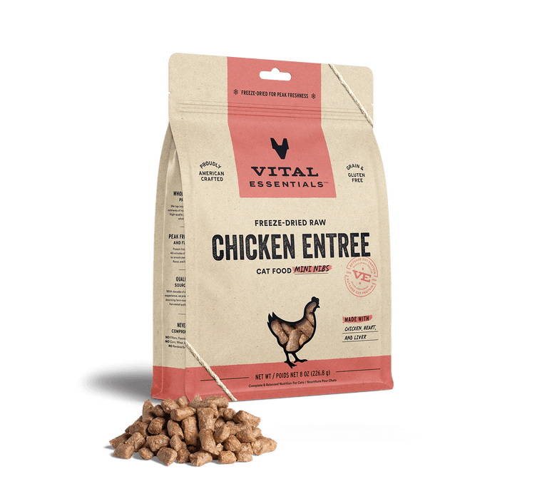 Vital Essentials Freeze-Dried Cat Food Mini Nibs Chicken 8oz