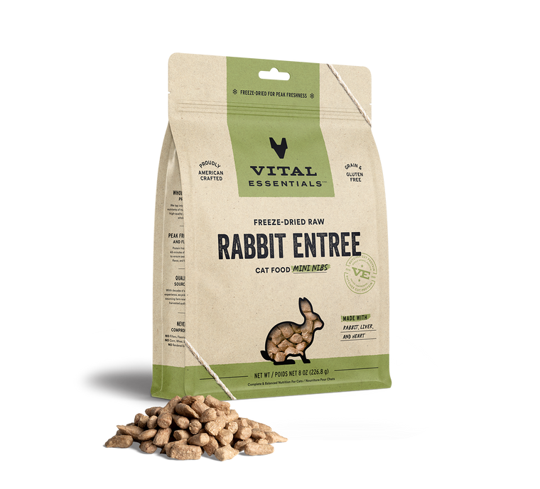 Vital Essentials Freeze-Dried Cat Food Mini Nibs Rabbit 8oz