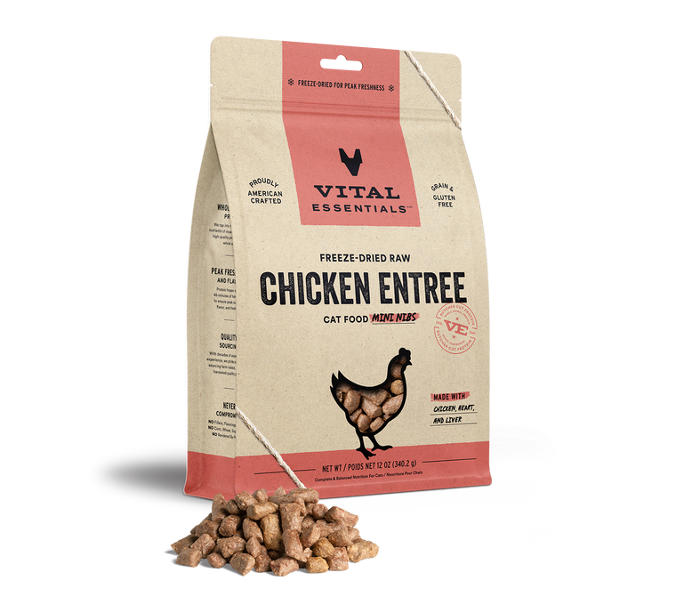 Vital Essentials Freeze-Dried Cat Food Mini Nibs Chicken 12oz