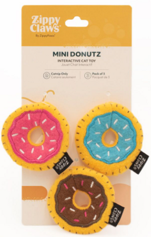 ZippyClaws Mini Donuts Cat Toy 3pk
