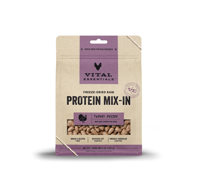 Vital Essentials Raw Protein Mix-In Turkey Recipe Mini Nibs Topper for Dogs 6oz