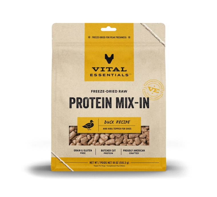 Vital Essentials Raw Protein Mix-In Duck Recipe Mini Nibs Topper for Dogs 18oz