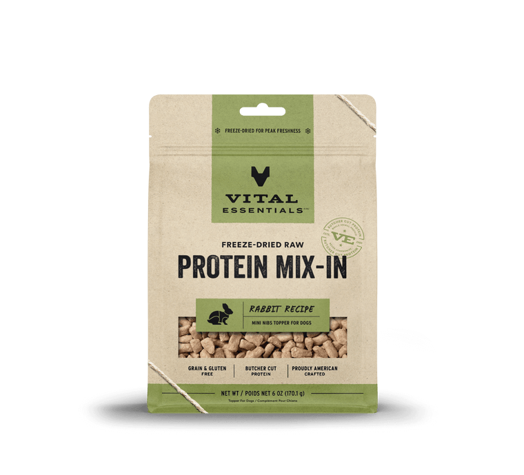 Vital Essentials Raw Protein Mix-In Rabbit Recipe Mini Nibs Topper for Dogs 6oz