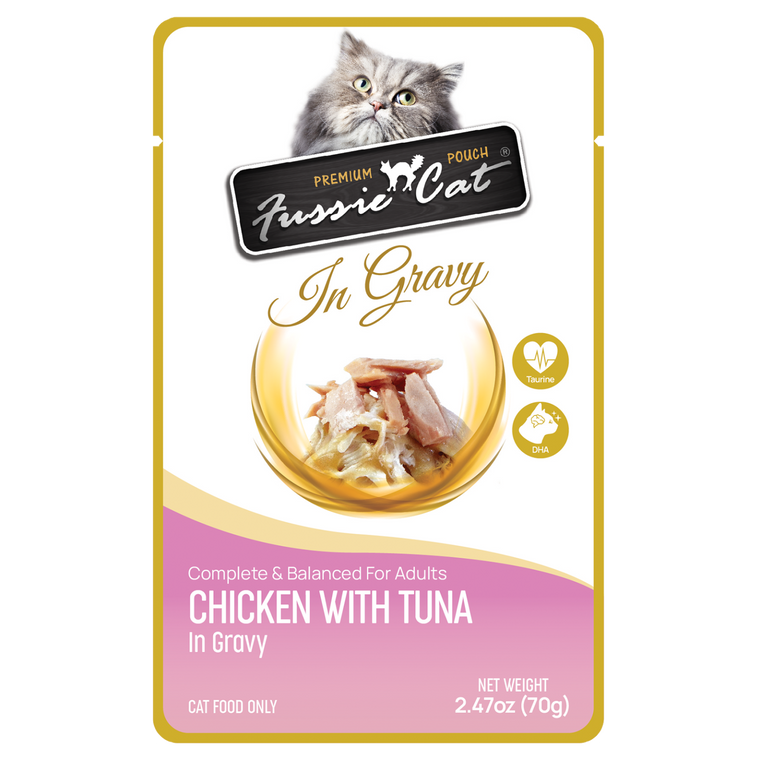 Fussie Cat Premium Chicken w/ Tuna  in Gravy Pouch 2.47oz