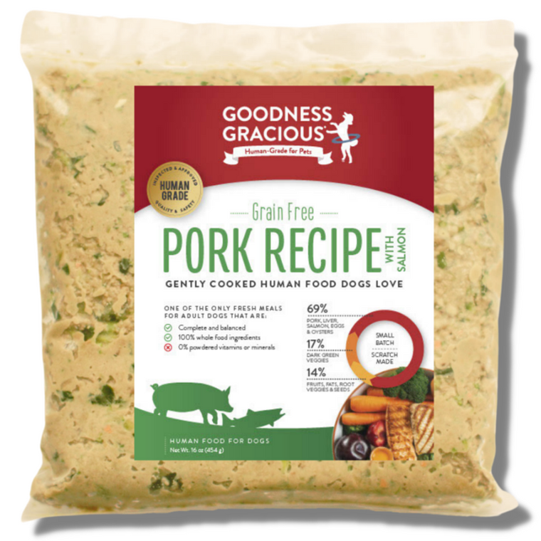 Goodness Gracious Gently Cooked Grain Free Pork & Salmon Recipe for Dogs 16oz