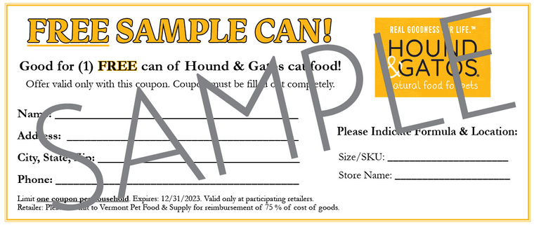 Free Small Bag or Can Coupon Hound & Gatos