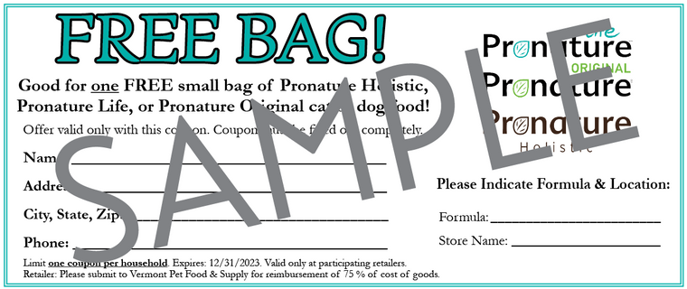 Free Small Bag or Can Coupon Pronature