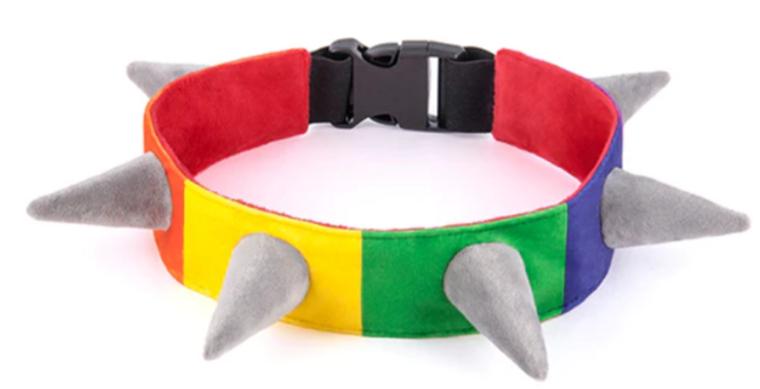 P.L.A.Y. Spiked Rainbow Dog Collar Small