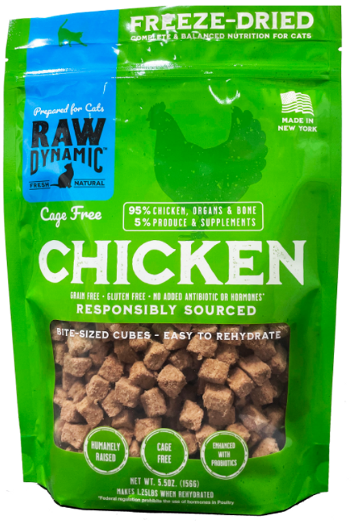 Raw Dynamic Freeze Dried Cat Food Chicken 5.5oz - Vermont Pet Food and ...