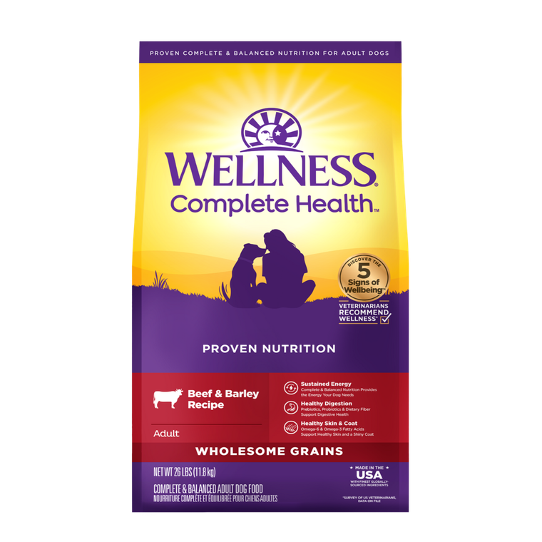 Wellness Complete Health Adult Beef & Barley Dog Food 26lb