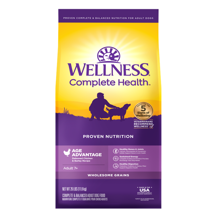 Wellness Complete Health Age Advantage Chicken & Barley Dog Food 26lb
