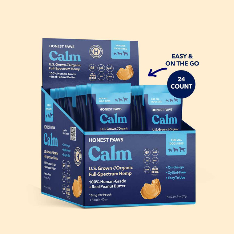 Honest Paws Calm CBD-Infused Peanut Butter Sachets (24 Count Box)