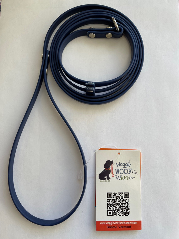 Waggle Woof & Wander Biothane Dog Slip Lead Deep Blue 1/2 6'