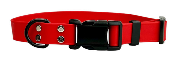 Waggle Woof & Wander Biothane Dog Adjustable Collar Red 1" Large up to 25"