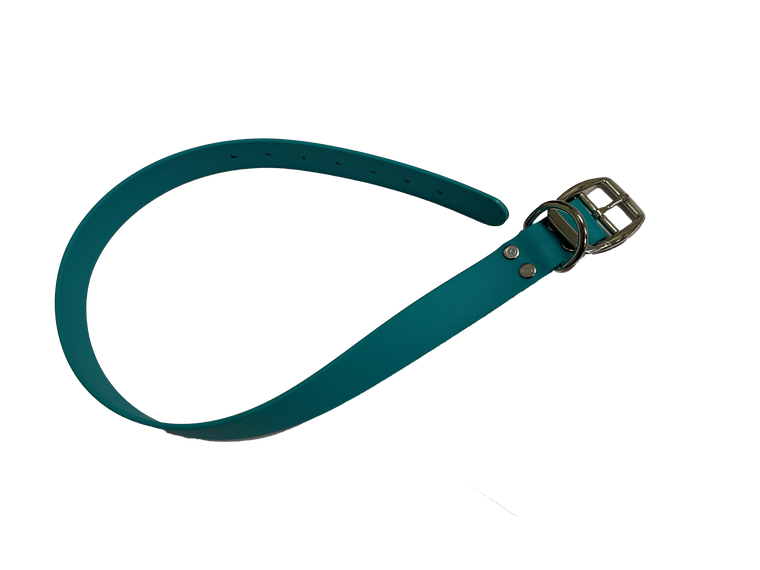 Waggle Woof & Wander Biothane Dog Collar Teal 1" Large 17.75-22.25