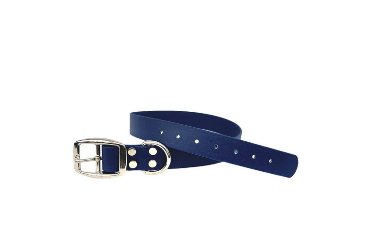Waggle Woof & Wander Biothane Dog Collar Dark Blue 3/4 Extra Small 11.75-16.25