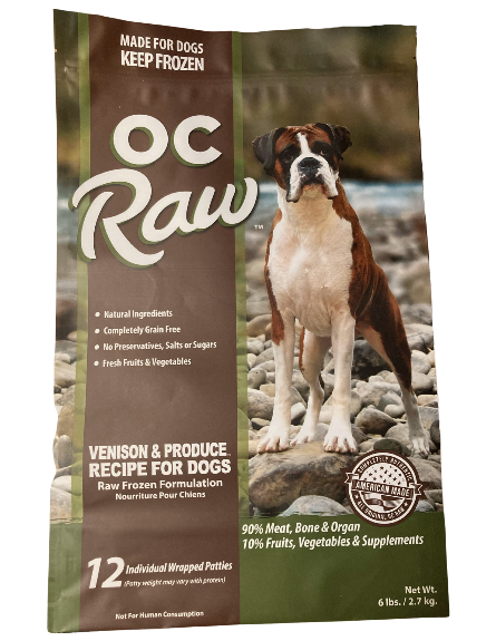 OC Raw Venison Produce Patty Dog Food 6lb