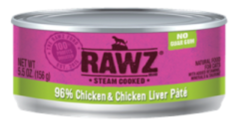 Rawz 96% Chicken Liver Cat Food 5.5oz