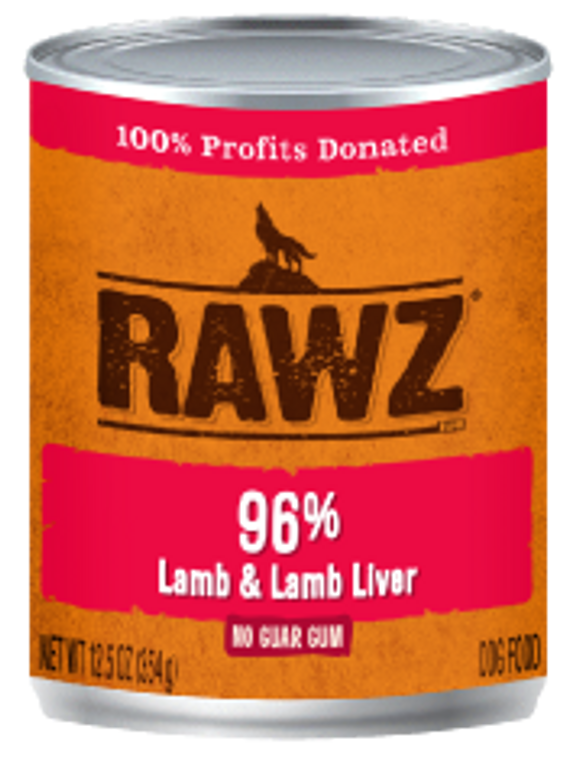 Rawz 96% Lamb & Lamb Liver Canned Dog Food 12.5oz