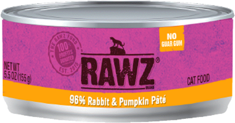 Rawz 96% Rabbit Pumpkin Cat Food 5.5oz