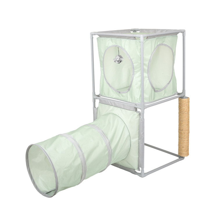 Kitty City Cozy Cube Retreat Cat Tower Green