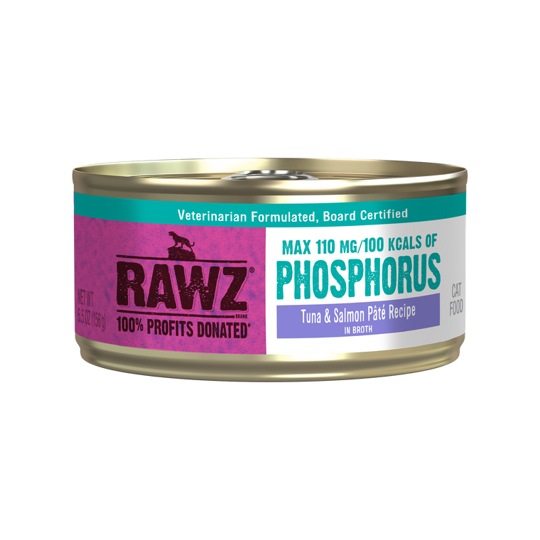Rawz Canned Cat Food Low Phosphorous Tuna Salmon Pate 5.5oz