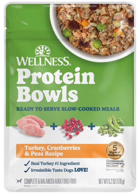 Wellness Wet Dog Protein Bowls Turkey, Cranberries & Peas 6.2oz