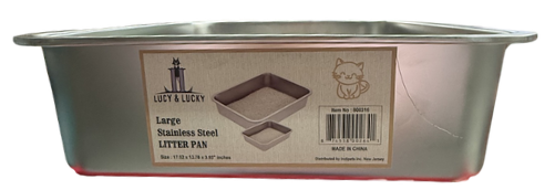 Indipets Stainless Litter Pan Large 17.2" x 13.79" x 3.93"